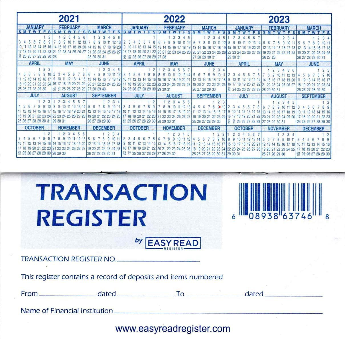 Transactions Ledgers Pack of 10 Checkbook Registers for Personal Checkbook 
