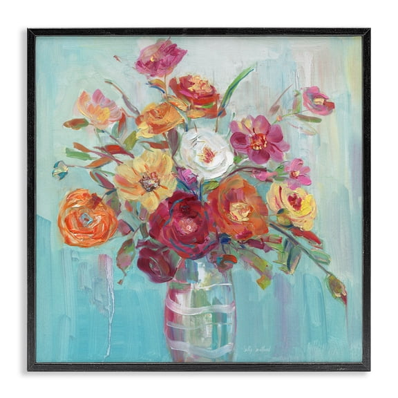 Stupell Industries Contemporary Summer Garden Arrangement Black Framed Giclee Art, 12 x 12, by Sally Swatland