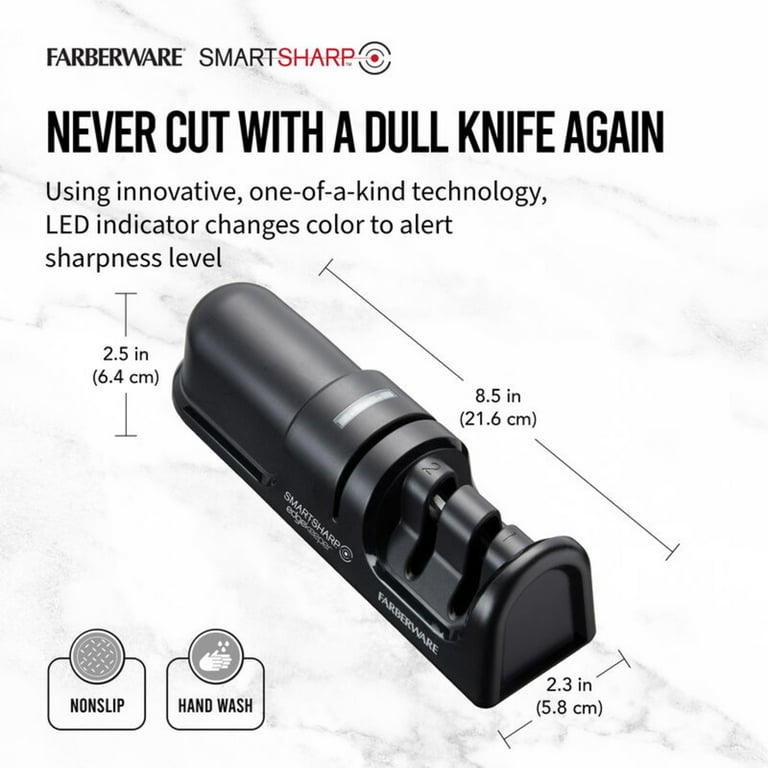 Farberware Two-Stage Smartsharp Knife Sharpener, Easy-To-Use Nonslip  Sharpener With Color Changing LED Light Indicator, Knife Sharpening System  To Polish, Sharpen And Repair Kitchen Knives, Black