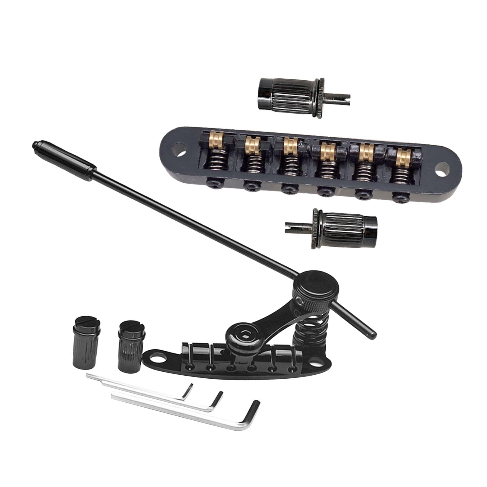 Rushawy Electric Guitar Bridge Roller Saddles Guitar Tremolo Bridge Replaces Tailpiece Tremolo for 6 Strings Instrument Show Exercise Black