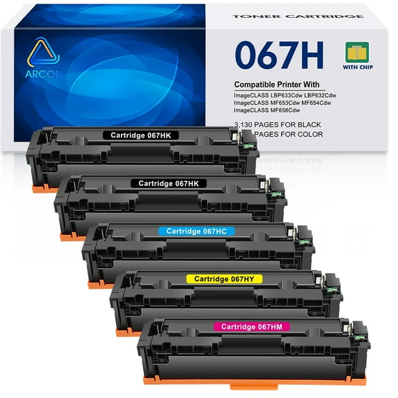 5-Pack 067H Toner Cartridge High Yield Compatible for Canon 067H 067 CRG-067H ImageCLASS MF656Cdw MF654Cdw MF653Cdw LBP633Cdw LBP632Cdw Series Printer Toner (2x Black, Cyan, Magenta, Yellow)