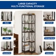 thumbnail image 5 of Small Styles Corner Bookshelf, 5 Tier Industrial Style Design Corner Shelf with Metal Frame and Open Shelves for Living Room, Bedroom, Study, Flamed Color, 5 of 9