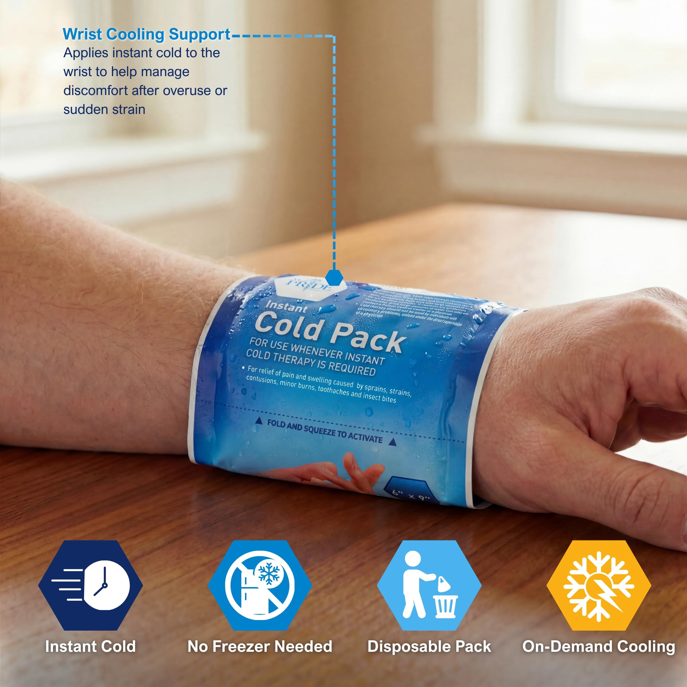 MED PRIDE Ice Packs 24-Pack – 6x9in Instant Cold Pack for Injuries & Pain Relief, Disposable Cold Compress Therapy Bags for First Aid & Recovery