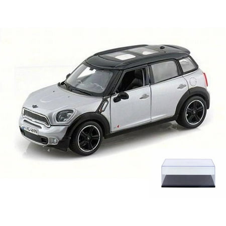 Diecast Car & Display Case Package - Mini Cooper Countryman with Sunroof, Silver - Maisto 31273SV - 1/24 Scale Diecast Model Toy Car w/Display