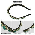 thumbnail image 4 of Unique Bargains 1Pc Bling Rhinestone Headband Green Rhinestone Flannel Headband for Women 5.51"x0.79", 4 of 7