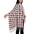 thumbnail image 4 of Fotbe Blue And Red Diamond Print Womens Fall Winter Scarf Tassel Soft Warm Blanket Scarves Womens Shawl Wraps, 4 of 8