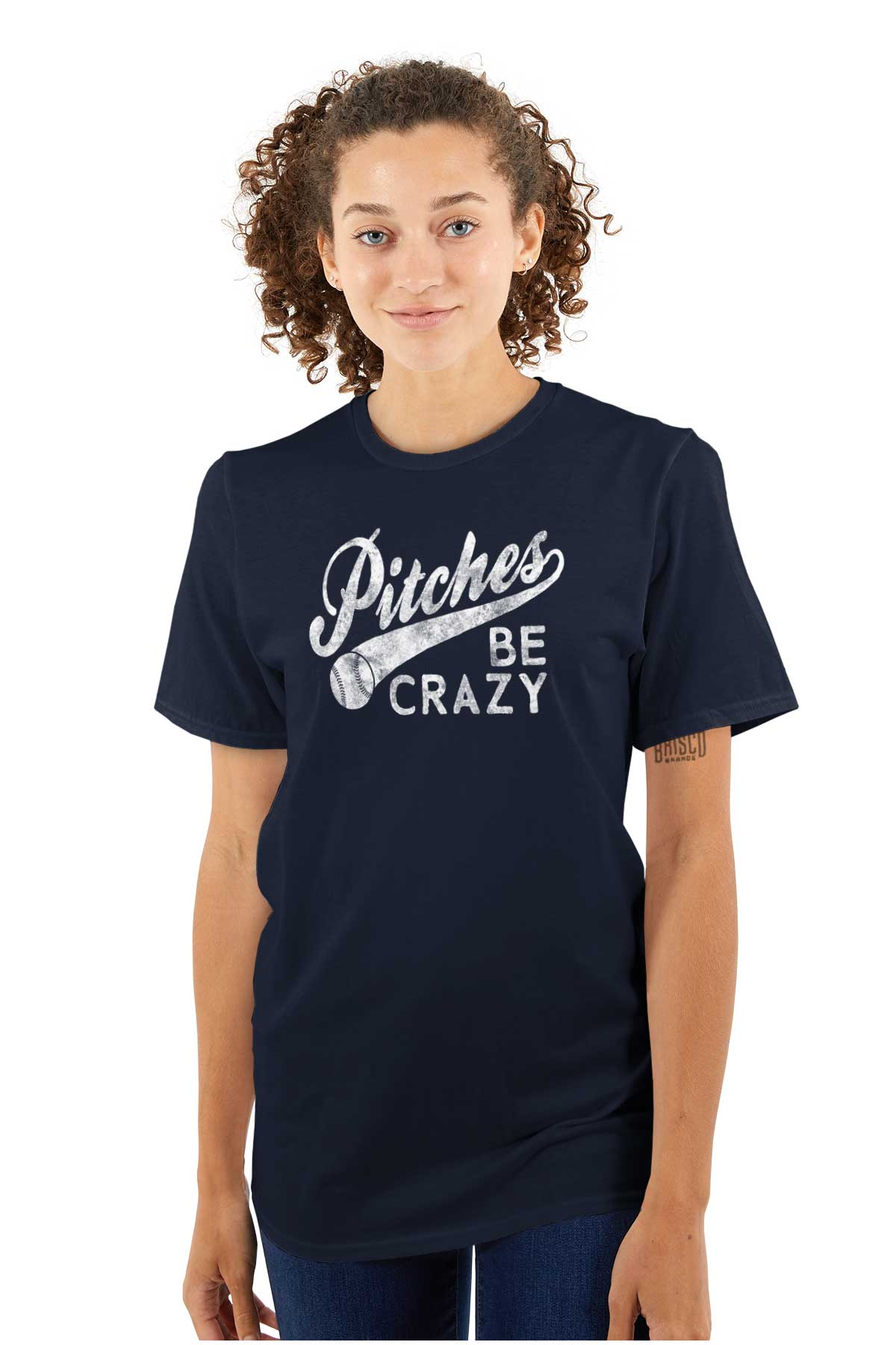 Funny Pitches Be Crazy Baseball Joke Men's Graphic T Shirt Tees Brisco Brands S
