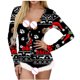 thumbnail image 4 of Pijama de Una Pieza Para Mujer, Estampado Navideño, Manga Larga, Cuello en V, Detalle de Plumas, Mono, Lencería, Ropa de Dormir Odeerbi ODB120538, 4 of 8