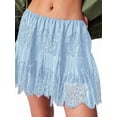 thumbnail image 3 of Women'S Y2k Half Slip Skirt Low Rise Pleated Ruffle LaceTrim Skirt Layered Flowy Short Skirts Underskirt Light Blue XL, 3 of 7
