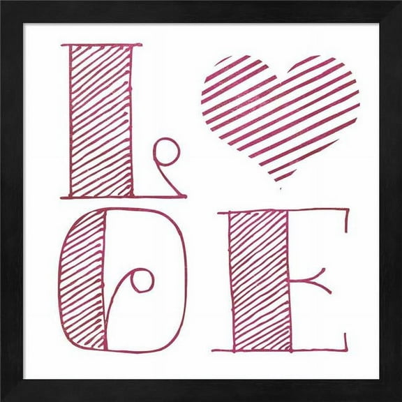 Metaverse R911274-0120000-AEAAAAEAN4 13.25 x 13.25 in. Love Heart Pink Framed Wall Art by SD Graphics Studio
