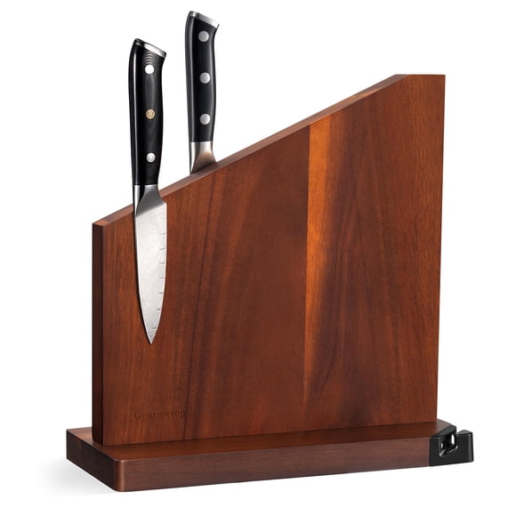 Soporte magnético para cuchillos Gourmetop 100% madera de acacia con afilador