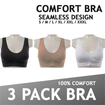 

PACK OF 3 Seamless Comfort Bra Sports Style Crop Top Vest Shapewear Stretch S-3XL