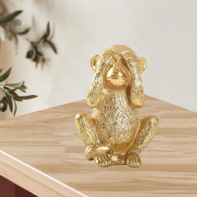 Monkey Figurine Home Decor Resin Crafts Handmade Tabletop Chinese Fengshui No Evil