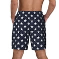 thumbnail image 2 of Men's Stars Navy Blue White Swim Trunks with Compression Liner Bathing Suit Swimwear, 2 of 6