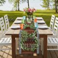 thumbnail image 4 of Table Runners 72 Inches Long Dress Scarves, Farmhouse Green Garland Farmhouse Kitchen/Dining Table Runner, Coffee Tablerunners, Spring Black Plaid Wood Grain 14x72 Inch, 4 of 9