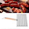 thumbnail image 5 of Detachable Stainless Steel Hot Dog Sausage Roller Rack Steamer With Extra Long Wood Handle 4 Skewers 6 Stick Design BBQ Tools L, 5 of 5