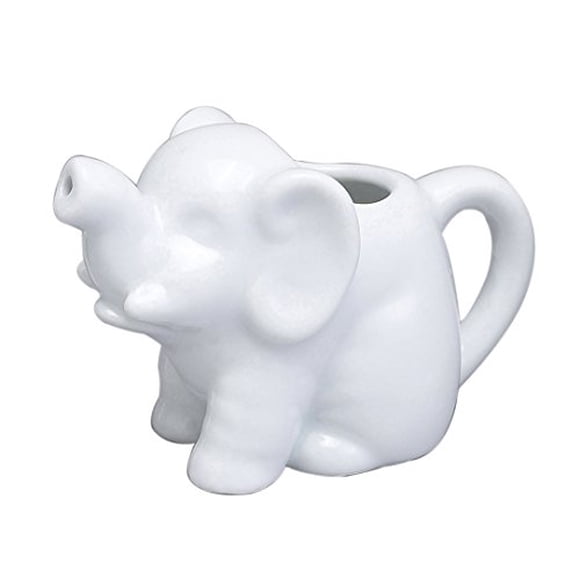 HIC Harold Import Co. NT1096 HIC Mini Elephant Creamer Coffee Tea Milk Syrup Dressing Server with Handle, Fine White Porcelain, 2-Ounces,
