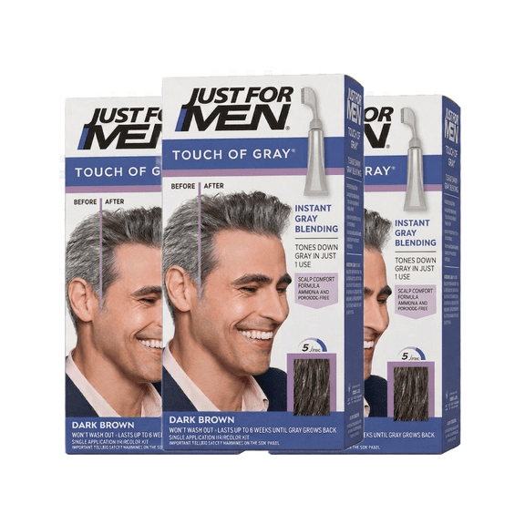 Just For Men Touch of Gray Hair Treatment, T-45 Dark Brown, 1 Each (Pack of 3)