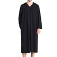 thumbnail image 2 of SWSMCLT Men's House Coat Zip Up Long Robe Long Sleeve Loose Soft Spring Hooded Basic Comfy Winter Zipper Bathrobe Black Small-Medium, 2 of 4