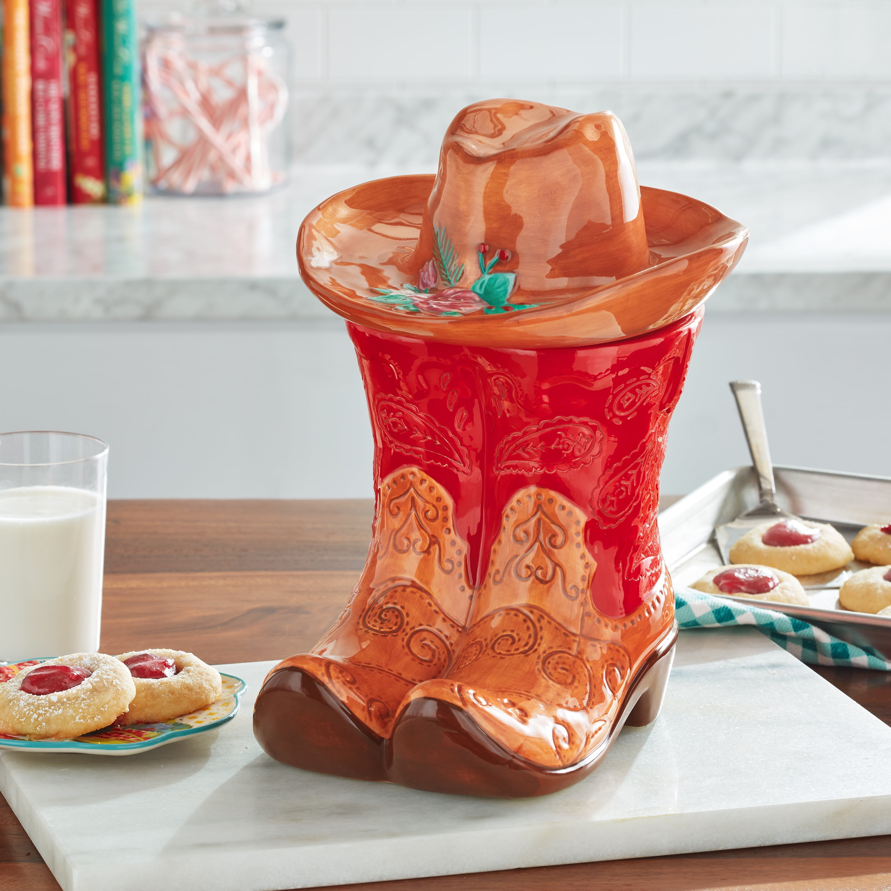The Pioneer Woman Boots and Hat Stoneware Cookie Jar