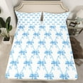 thumbnail image 2 of Feelyou Girls Cute Bow-tie Queen Sheet Sets, Kawaii Bowknot Ribbon Flat Sheet, Blue Cartoon Theme Queen Fitted Sheet, Super Cozy Room Decor, 4-Piece, 2 of 7