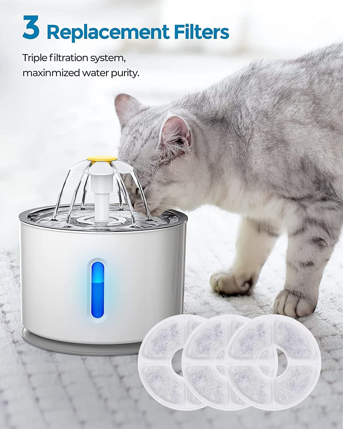 EURHOWING 84Oz Automatic Pet Water Fountain Cat/Dog Drinking Dispenser Water Feeder with Filter