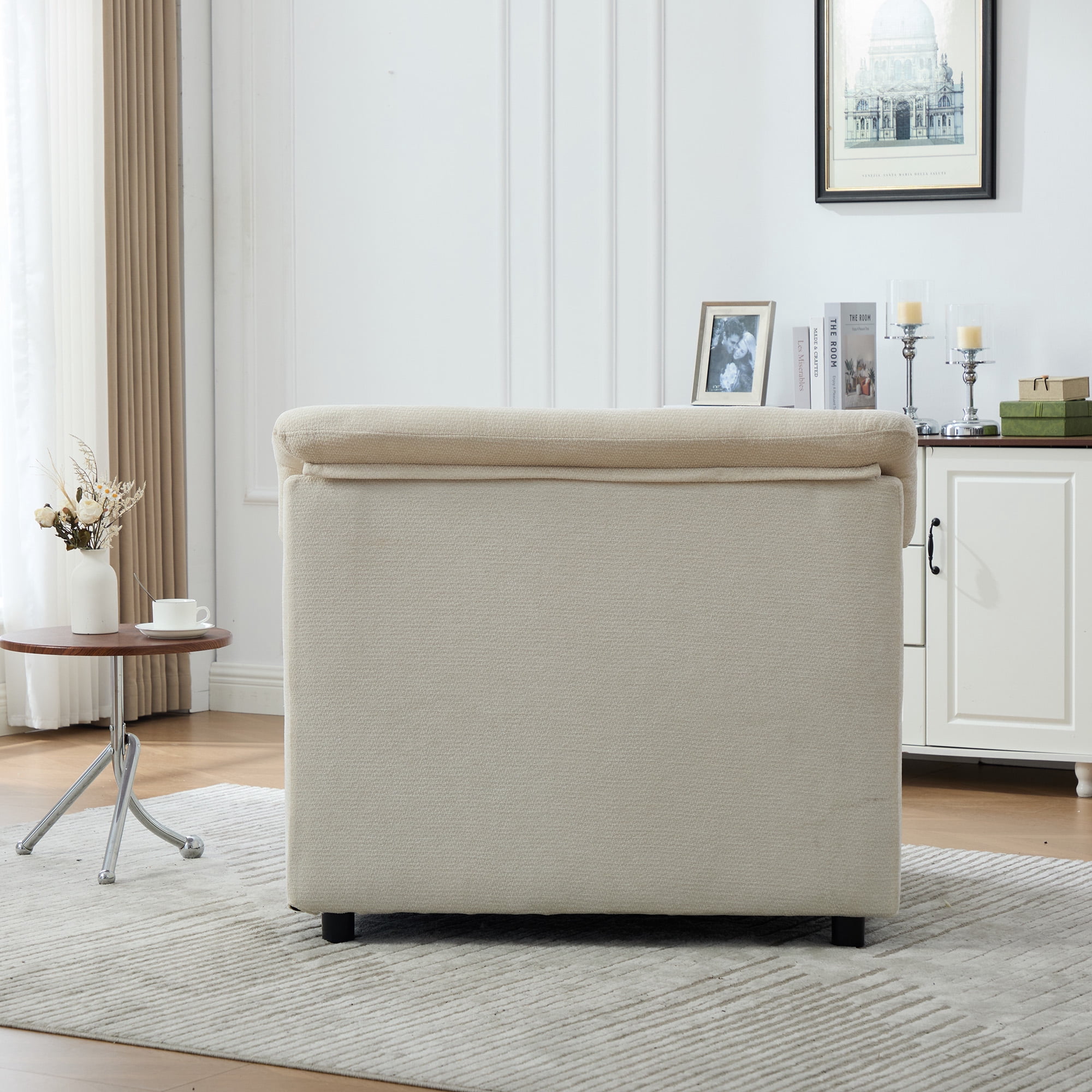 HOQBN 38" Oversized Accent Chair,Chenille Upholstered Living Room Chairs,Modern Arm Chair for Living Room, Bedroom,Beige