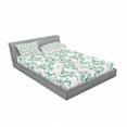 thumbnail image 3 of Ambesonne Flower Fitted Sheet & Pillow Sham Set, Japanese Spring Blossoms, Twinxl, Pink Green, 3 of 3