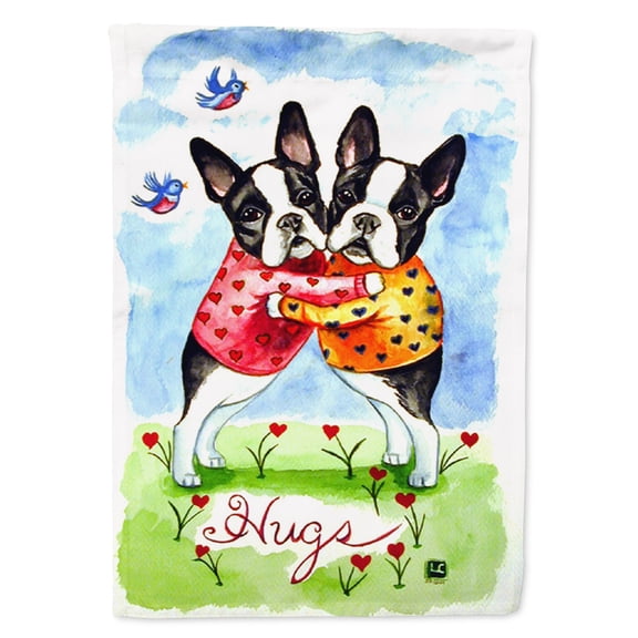 Carolines Treasures 7015-FLAG-PARENT Hugs Boston Terrier Flag  multicolor