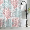 thumbnail image 2 of Red Blue Coral Coastal Waterproof Shower Curtain, Large 72"x84" Washable Polyester Fabric Shower Curtains for Bathroom, Summer Beach Seaside Nautical Decorative Bathtub Curtain Sets with Hooks, 2 of 9