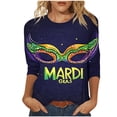 thumbnail image 2 of TIMIFIS T-Shirts pour Femmes Hauts Manches 3/4 Chemises pour Femmes Nouveauté Mardi Gras T-Shirts Graphiques Décontractés Col Rond Blouse de Vacances, 2 of 5