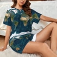thumbnail image 4 of Balery World Map Conjunto de Pijama para Mujer con Estampado, Dos Piezas de Manga Corta y Shorts, Ropa de Dormir Suave con Cuello Redondo y Bolsillos-Large, 4 of 6