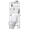 thumbnail image 2 of Over The Toilet Storage with 2 Baskets, 4-Tier Bamboo Organizer Rack with Paper Holder & 4 Hooks & Waterproof Feet Pad,Freestanding Shelf for Bathroom(White), 2 of 5