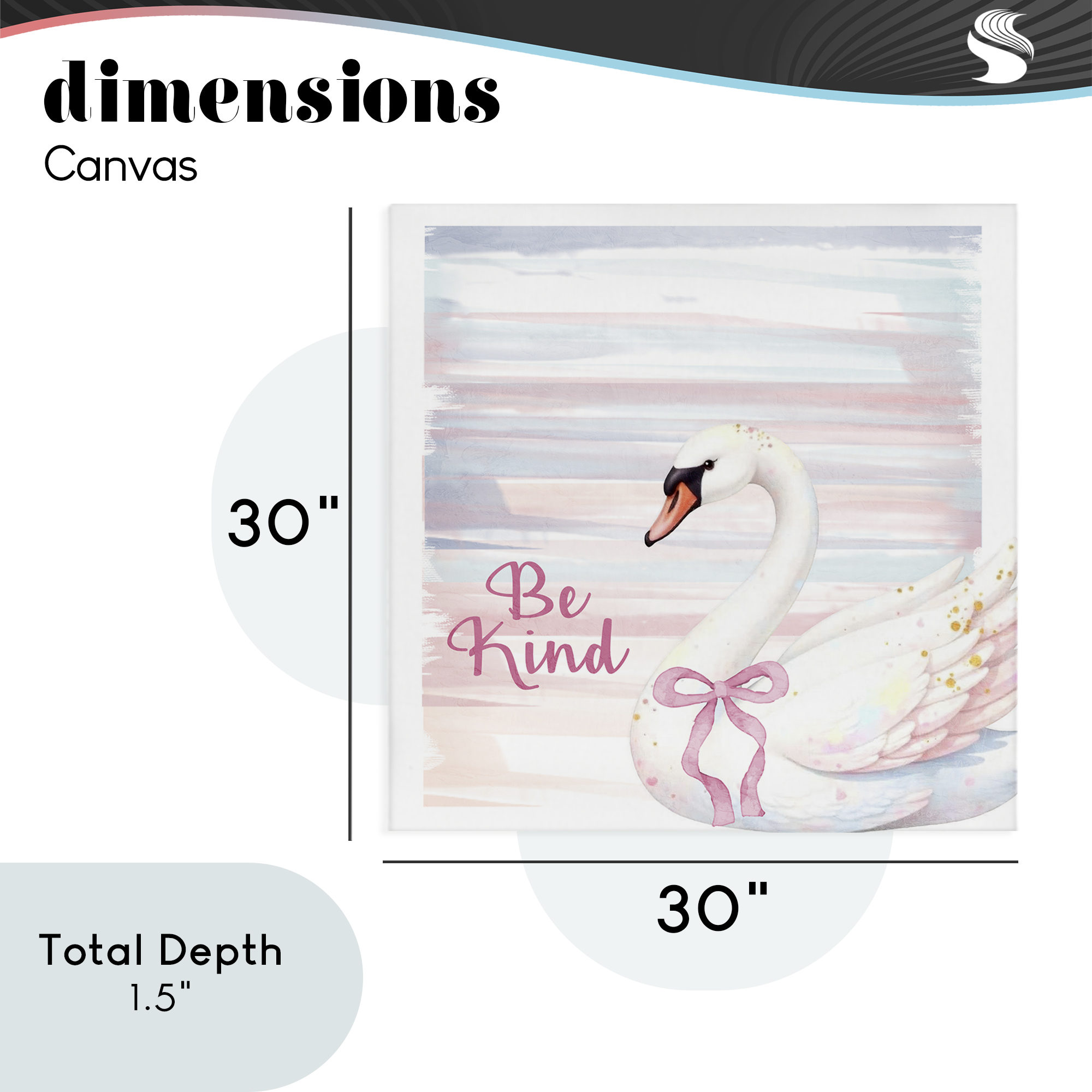 Be Kind Pastel Swan Canvas Wall Art, design by Kim Allen