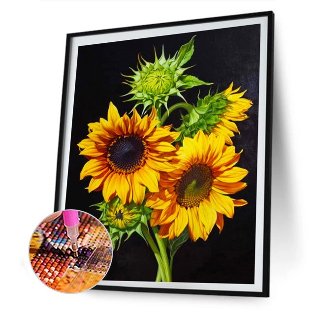 Cuadros Decorativos Kit de pintura de diamante 5D girasol taladro redondo completo DIY arte de la pared manualidades mosaico Tmvgtek embutido en tela