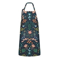 Pioneer Flower Floral Print Pattern Apron-Garden Aprons for Women with Pockets-Cotton Linen Waterproof Kitchen Cooking Gardening Aprons Adjustable for Kitchen,Cooking,BBQ and Salon 33x27 Inch