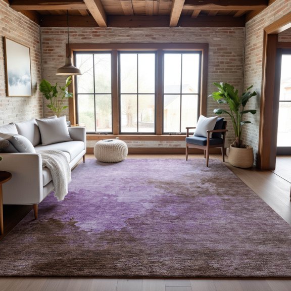 Addison Rugs Mayfield Premium Machine Washable Transitional Watercolors Lavender Rectangle Rug, 5' x 7'6"
