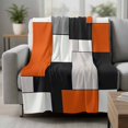 thumbnail image 2 of Burnt Orange Black Grey Blanket Soft Cozy Warm Throw Blanket for Couch, Plush Fuzzy Flannel Fleece Blankets for Sofa, Modernism Art Geometric Bed Blankets Lightweight Gifts for Women, 50"x80", 2 of 9