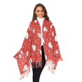 thumbnail image 3 of FORMRS Womens Scarf Winter Soft Long Big Warm Shawls Wrap Tassel Scarves, Red Snowman, 3 of 9