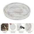 thumbnail image 4 of Hanobe Candle Plate Holder Tray: Round White Wooden Decorative Trays Decor, Farmhouse Candle Trays for Pillar Candles Home Kitchen Decor Counter Table Centerpiece, 4 of 10
