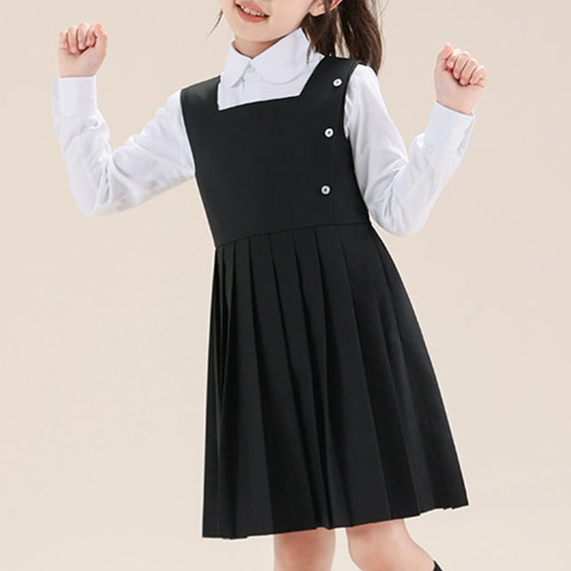 Odeerbi Niñas Uniforme Escolar Verano Plisado Vestido Vestido Tanque Ruffled Vestido Sin Mangas Sun Primavera Princesa Vestido