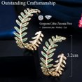thumbnail image 5 of Lovely Cubic Zirconia Big Round Leaf Hoop Earrings Gold Color Jewelry Accesories, 5 of 8
