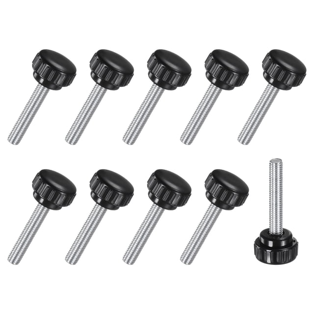 Juego de 10 perillas de sujeción estriadas, tornillo de cabeza de hombre M8x35mm, acero al carbono para industrial, máquina
