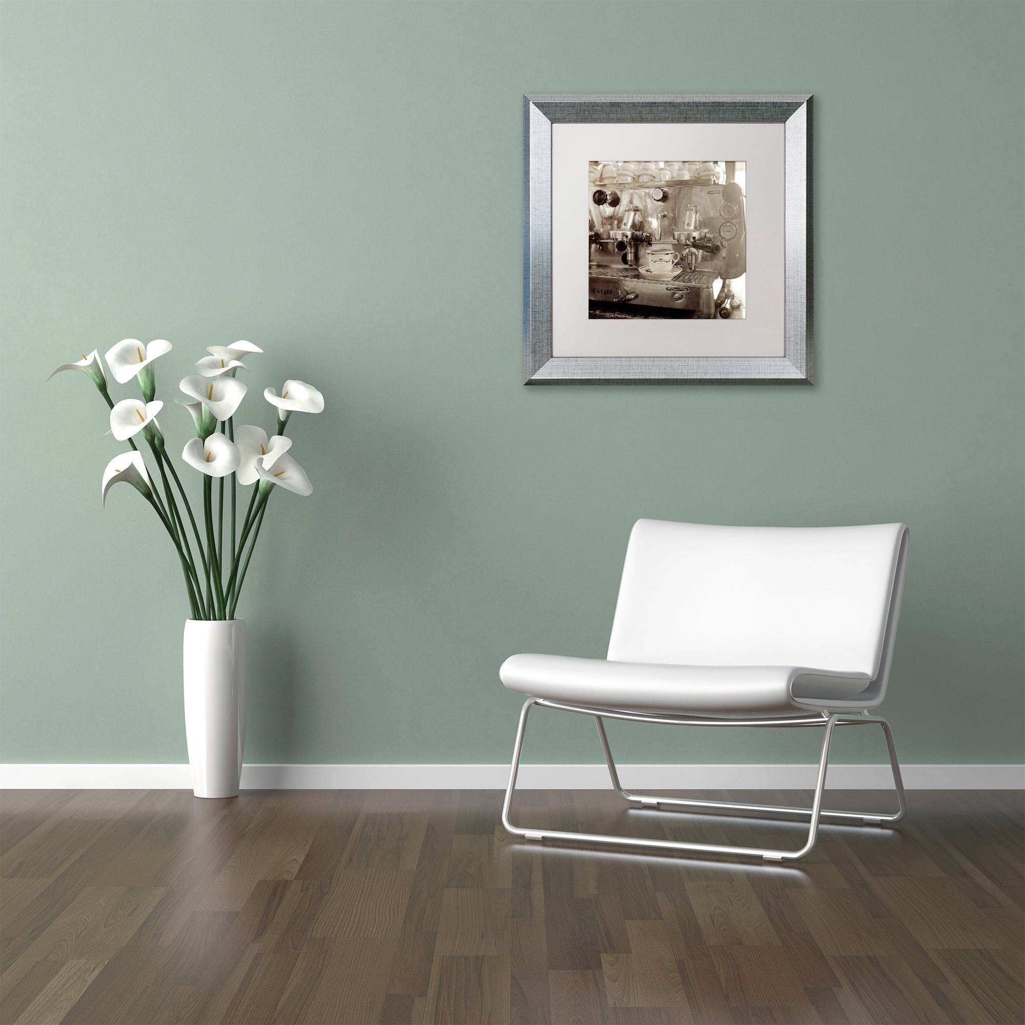 Trademark Fine Art "Tuscany Caffe I" Canvas Art by Alan Blaustein, White Matte, Silver Frame