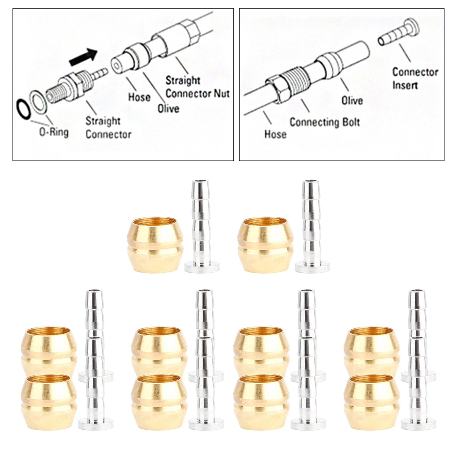 10 Sets Hydraulic Disc Brake Hose Olive & Connector Inserts For Tektro Brakes - Copper Replacement Parts