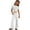 White, variant on Girls Cotton Linen Wide Leg Pants, Kids Drawstring Elastic Waist Pants with Pockets, Casual Split Hem Pants