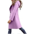 thumbnail image 4 of Ecqkame Women's Wool Trench Coats Casual Winter Daily Loose Coat Medium Length Hooded Button Long Sleeved Peacoat Purple M, 4 of 9