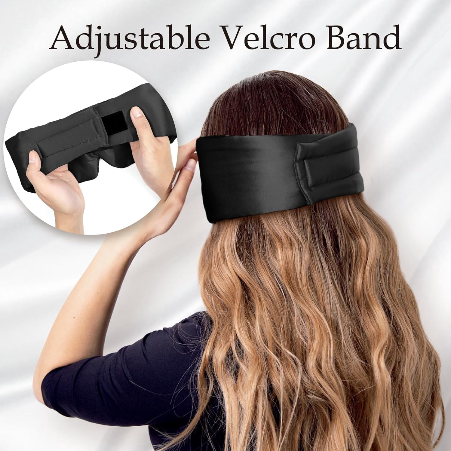 100% Mulberry Silk Sleep Mask Eye Mask for Man and Woman with Adjustable Headband, Full Size Large Sleep Mask & Blindfold for Total Blackout for All Night Sleep, Travel & Nap- Light Plum