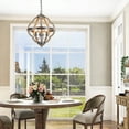 thumbnail image 5 of LNC 3-Light Globe Wood Farmhouse Chandelier,Black and Wood,Living Room Chandelelier, 5 of 11
