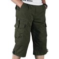 thumbnail image 2 of Mens 3/4 Long Length Elasticated Shorts Waist Cargo Combat Three Quarter Pants, 2 of 3